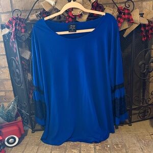 Stylish Blue Blouse with Black Lace by Lovely Melody